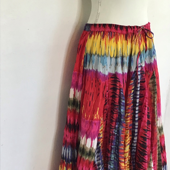 Chelsea & Theodore Women Vibrant Multi-Color Abstract Urban Artsy Maxi Skirt L - Picture 4 of 12